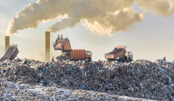 Plastic in a landfill site