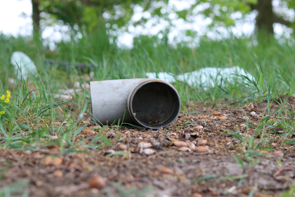 Discarded plastic pipe