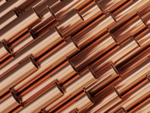 A group of copper pipes