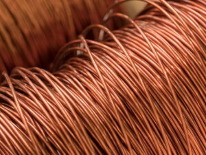 Bare bright copper wire tangled together
